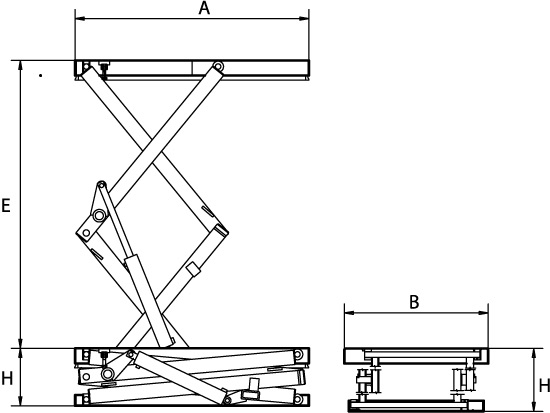 Piattaforme elevatrici doppio pantografo carichi disribuiti 1300 x 800 500 kg